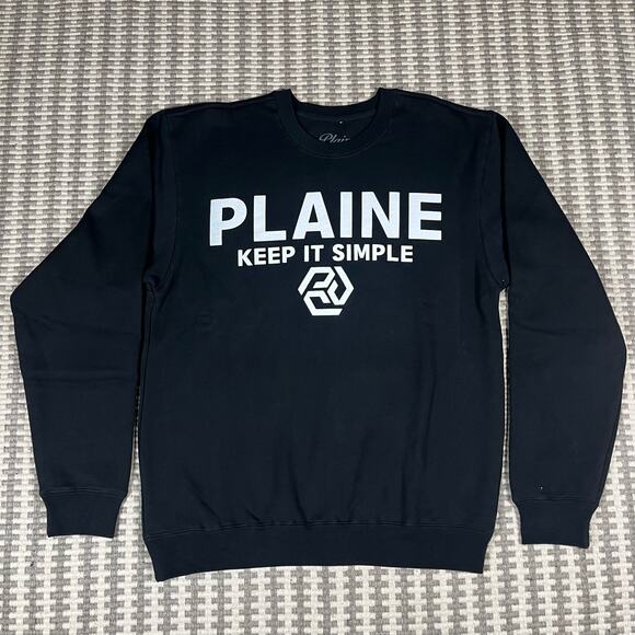 Plaine Keep It Simple Pullover Crewneck Black Men’s Sz M New - Picture 1 of 4